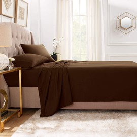 Empyrean Bedding Premium Flat Sheet – “110 GSM” Double Brushed Microfiber Extra Thick and Comfortable Flat Sheets, Luxurious & Soft Hotel Single Top Bed Sheet, Queen, Chocolate Brown