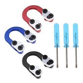 eMagTech 3 Set Archery D Loop Compound Bow Metal U Nock D Ring Buckle Release Nocking Loop with Screwdrivers for Shooting Installation Accessories Red Blue Black
