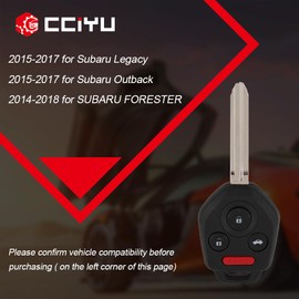 cciyu 1 pcs Flip Key Fob Uncut Blade 4 Buttons Replacement for Subaru Legacy for Subaru Outback 2014-2018 for Subaru FORESTER OE CWTWB1U811-4 Buttons