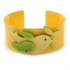 Avalaya Yellow, Light Green Acrylic, Austrian Crystal Dove Cuff Bracelet