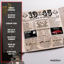 DUOMIO Folding Birthday Card Beautiful Window Fold Birthday Card (20 x 20 cm) Including Matching Envelope | Birthday Card Woman & Birthday Card Man | 300 g/m² (‎80th Birthday)