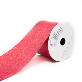 RABOM, 3" Glitter Grosgrain Ribbon, 10 Yards, Craft Ribbon, Cheer Ribbon (Red)