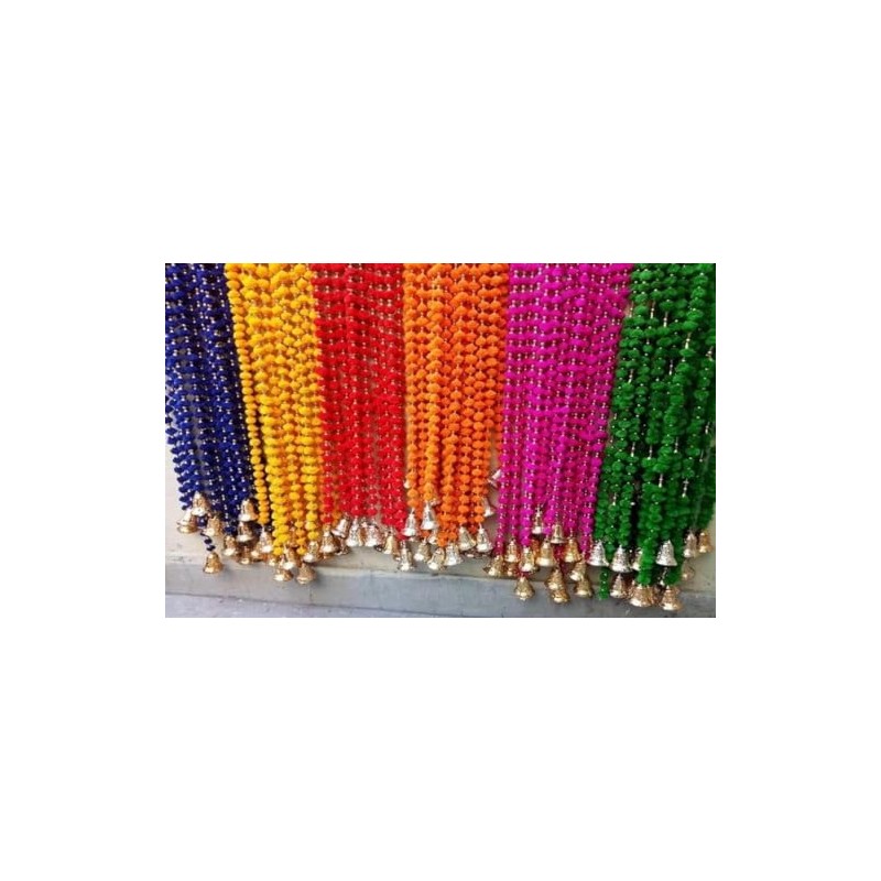 Estationeryhouse Indian Handmade Pom Pom Garland with bells latkans 5