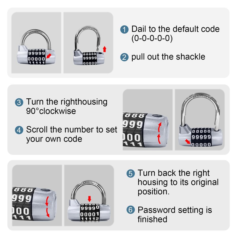 MEINUOKA Direction Lock, U-bar Combination Padlocks with Code, 5 Digit