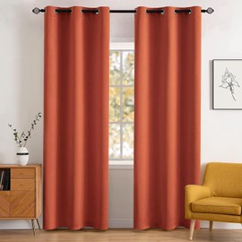 MIULEE 90" Long Room Darkening Curtains Thermal Insulated Rust Terracotta Drapes Window Treatment Set Grommet Top Light Blocking Blackout Curtain for Fall Living Room/Bedroom 2 Panels Burnt Orange
