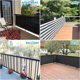 Patio 3' x 10' Balcony Privacy Screen Apartment Railing Covers Fence Panels for Outdoor, Temporary Fencing for Porch Deck Backyard Net Mesh with Zip Ties, Green White Stripe