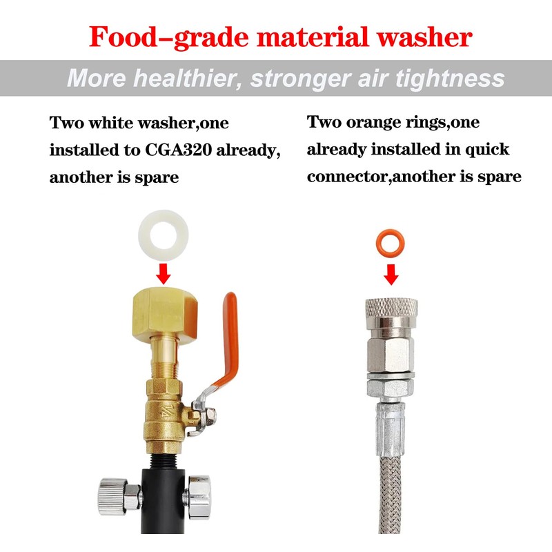 Soda Maker Adapter Hose Kit with Flow Control Ball Valve