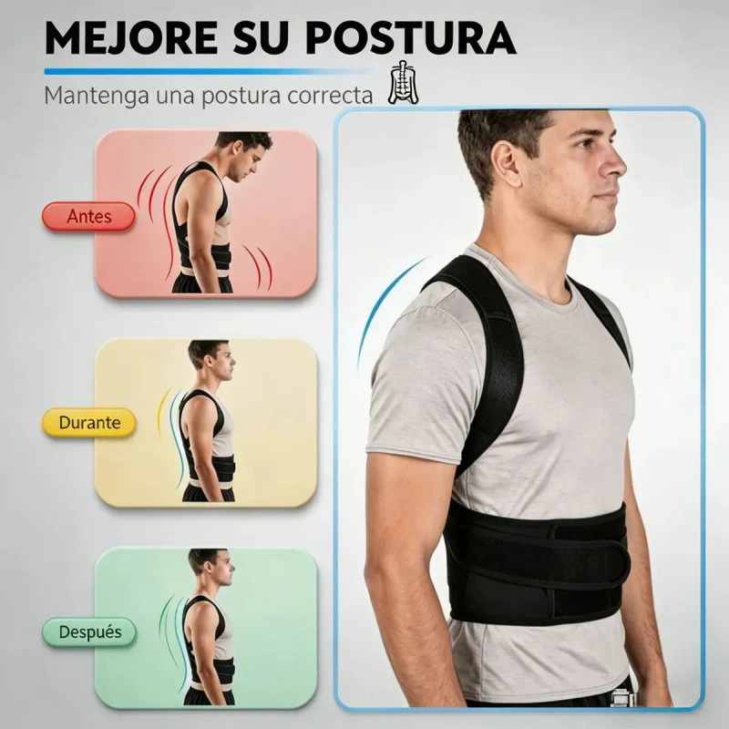 General - Corrector De Postura Ajustable Para Espalda Hombre Y