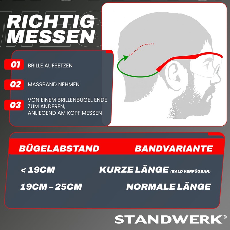 STANDWERK Work+ Glasses Strap [Non-Slip Effect] for Safety Glasses, Work