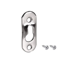 sourcing map Keyhole Hanging Plate, 37mm x 14mm Single Hole Hook for Picture Frames with Screws, 50 Pcs (Silver)