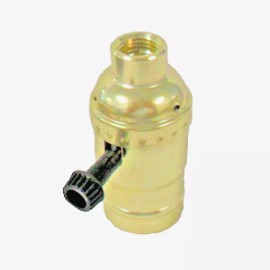 3-WAY BRASS PLATED LAMP SHADE SOCKET W LARGE HOLE 1/4 IPS   TR-28