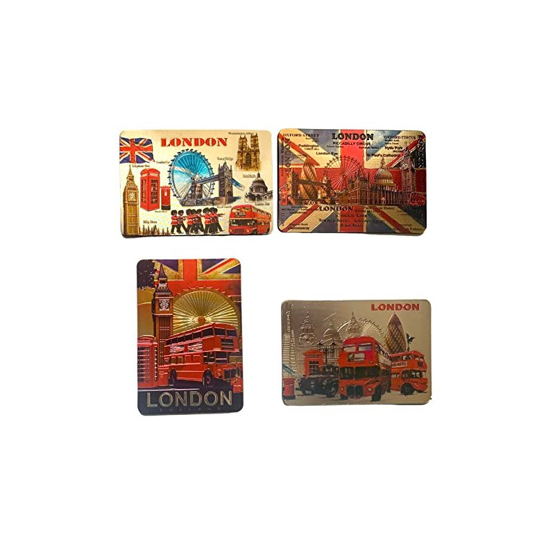 10 London Souvenirs Shiny Photo Magnets - Union Jack British
