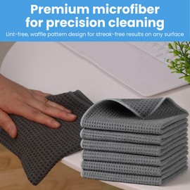 MIRACLEAN FairyWaffle Microfiber Cleaning Cloth - 12 x 12 inches Streak-Free Lint-Free Absorbent Microfiber Cloths for Screens, Glasses, Dusting & Appliances - 6 Pack Premium Cloth Wipes