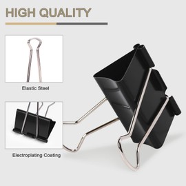 60pcs Binder Clips, 1.25 Inch Metal Paper Clips, Stationary Foldback Clips for School, Home Supplies, 12 per Box, 5 Boxes