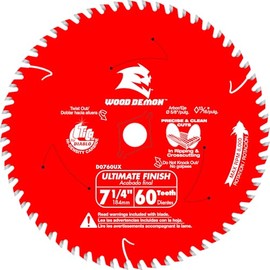 Diablo Wood Demon Ultimate Finish Carbide Circular Saw Blade - Ideal for Professional Use and DIYers - 7-1/4" Diameter, 60 Hi-ATB Teeth, 8,000 Max RPM - D0760UX