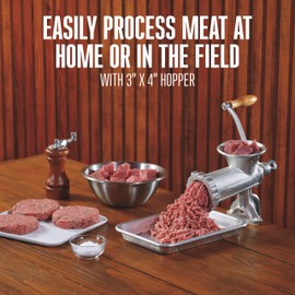 Weston #10 Manual Tinned Meat Grinder and Sausage Stuffer , 4.5mm & 10mm plates, + 3 sausage funnels,Silver