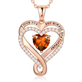 lealove Silver Necklace for Women Love Heart Pendant Birthstone Necklaces for Women Jewelry for Women Anniversary Birthday Gifts for Women Her Wife Girlfriend Mom Valentines Mothers Day Gifts