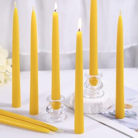 Simeitol 4 Pack Beeswax Taper Candles - 10 Inch Pure Beeswax Candles - 9 Hours Long Burning 100% Beeswax Candle Sticks - Smokeless and Unscented Tall Candlesticks for Home