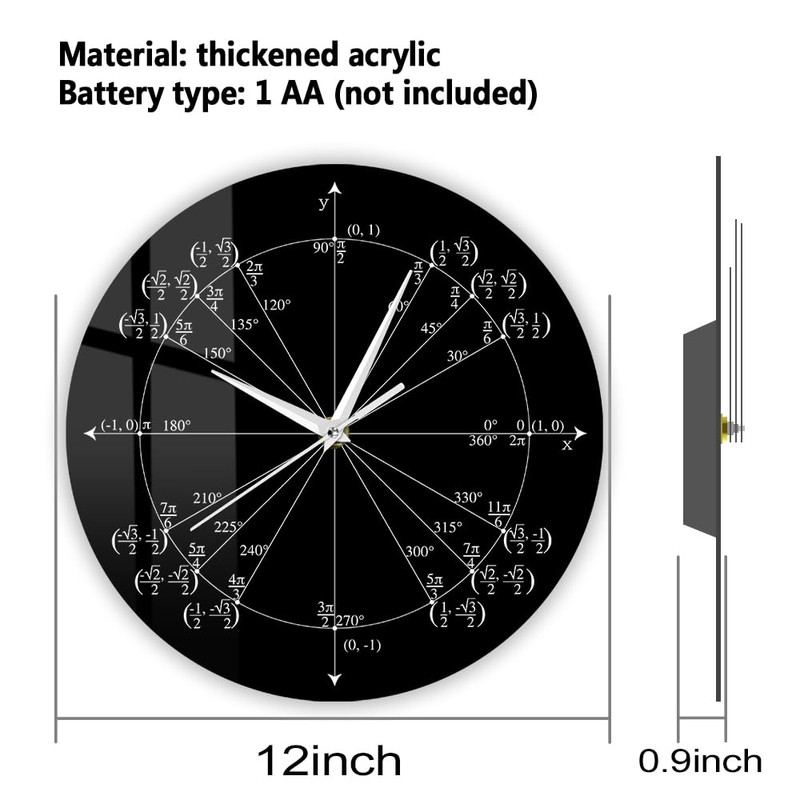 The Geeky Days Unit Circle Math Teacher Gift Wall Clock,