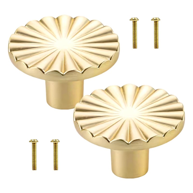 QTMMC 2 Pack Gold Cabinet Knobs Brushed Gold Knobs Doors