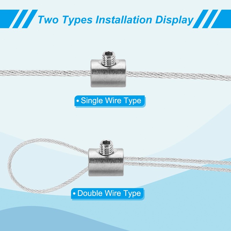 PATIKIL 4mm Hole Wire Rope Clips Set, 12 Set 304