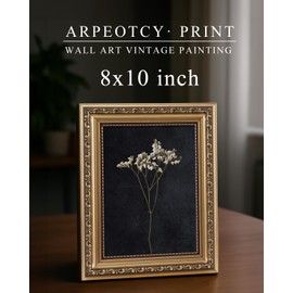 ARPEOTCY Vintage Gold Framed Wall Art, Retro Dark Dried Wildflower Paintings, 8x10 inch Small Canvas Prints Artwork with Frame, Classical Victorian Wall Decor for Living Room Bathroom Bedroom Shelf