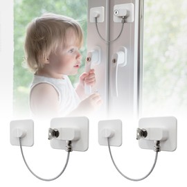 Moonybaby Window Restrictor Locks, 2 Pack Refrigerator Fridge Freezer Locks, Premium Stainless Steel, Superior Durability, No Drilling Window Opening Restrictors, Child Baby Safety Locks for Cabinets