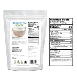 Z Natural Foods Sour Cream Powder - Creamy Low-Lactose with Probiotics, Powdered for Long Shelf Life - Easy 2:1 Mix for Baking, Toppings, Dips, Sour Cream & Onion Seasoning - Non-GMO, Gluten-Free