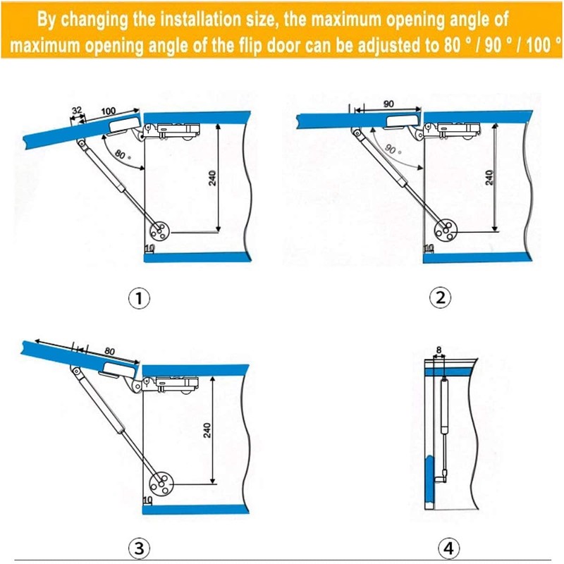 120N/26 lb Hydraulic Support Cabinet Hinge, Soft Close Lid Supports