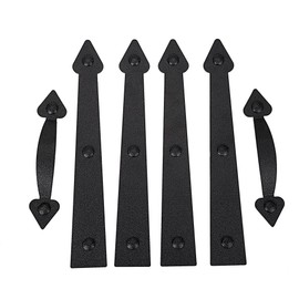 AntiqueSmith Magnetic Decorative Garage Door Curb Appeal Faux Hinges Handles Hardware Kit Color Black