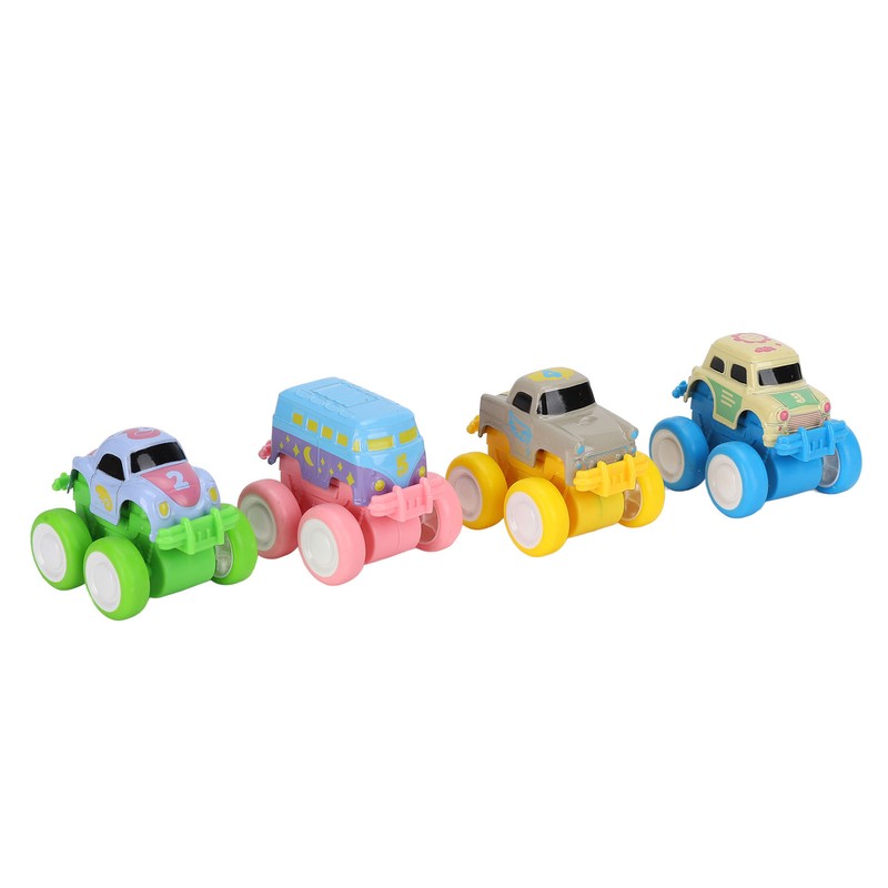 4pcs Pull Back Car Toys Cartoon Q Version Alloy Vehicle