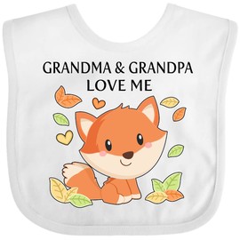 inktastic Grandma and Grandpa Love Me- Little Fox Baby Bib White 343c6