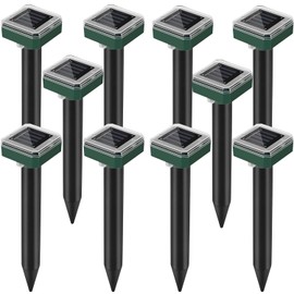 Mole Repellent Solar Powered, Snake Vole Repellent Outdoor Waterproof,Upgraded Ultrasonic Deterrent Groundhog Squirrel Gopher Deer and Chipmunk for Garden Lawns & Yard,10 Pack