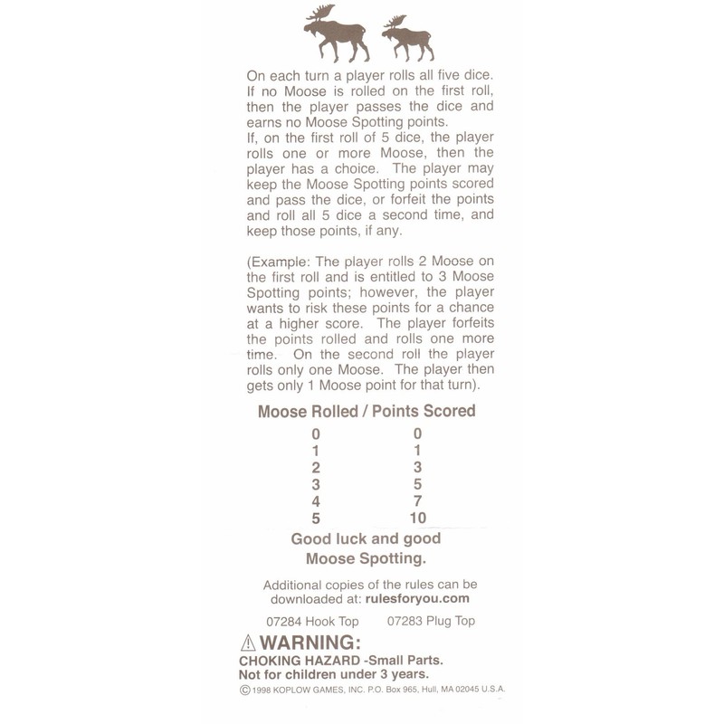 Koplow Games Moose Dice Game