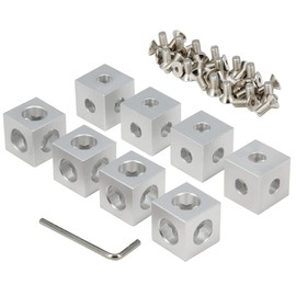 Zeberoxyz 8PCS Silver Corner Bracket Cube with 24PCS M5 Set Screws for 2020Series Slot 6mm Aluminum Extrusion Profile Accessories (8pcs Square Corner-Silver)
