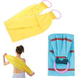VireEyU 2er Set Peeling Waschlappen –Natürliche Duschbürste zur Entfernung abgestorbener Haut,Rückenschrubber mit Doppelgriffen für Körperpeeling, Körperpeeling und Hautpflege (Gelb/Blau)
