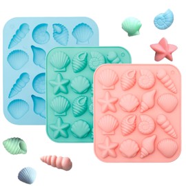 3Pcs Seashell Silicone Molds, Ocean-Themed Baking Molds for Chocolates, Candies, Ice Cubes, Soap, Resin, DIY Crafts and Beach-Themed Decorations