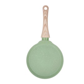 Frying Pan Wood Handle Aluminum Alloy Cooking Skillet Fast Heating Non Stick Omelet Pan for Home Kitchen Green Large Size