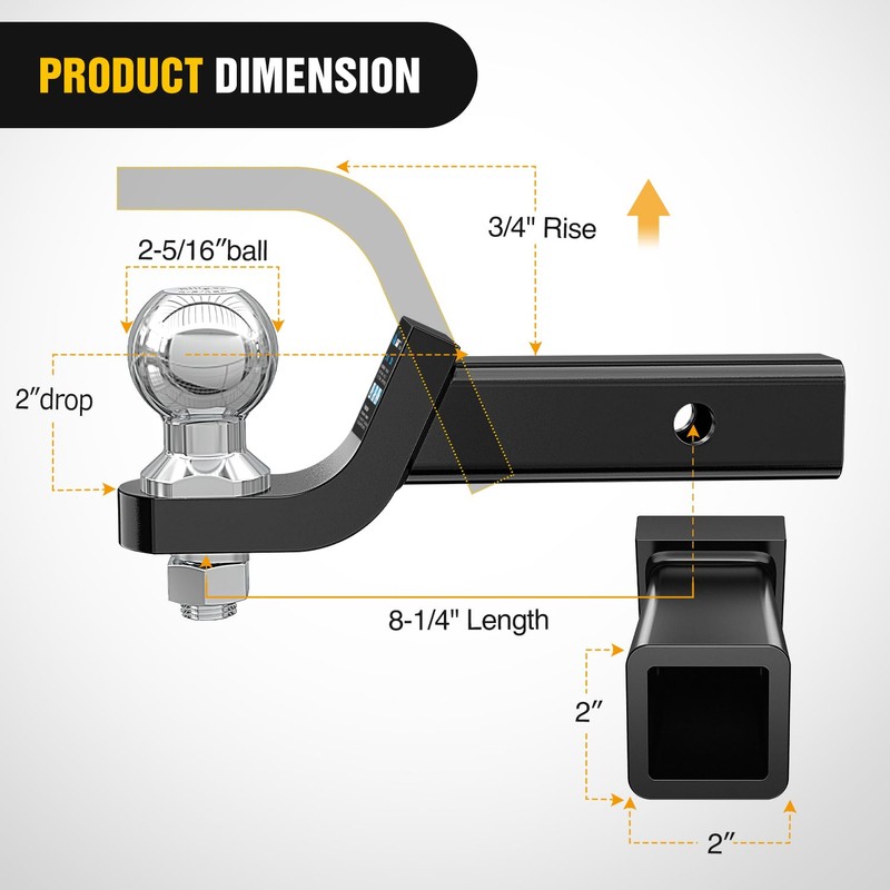 Nilight Trailer Hitch Ball Mount with 2-5/16Inch Trailer Ball &