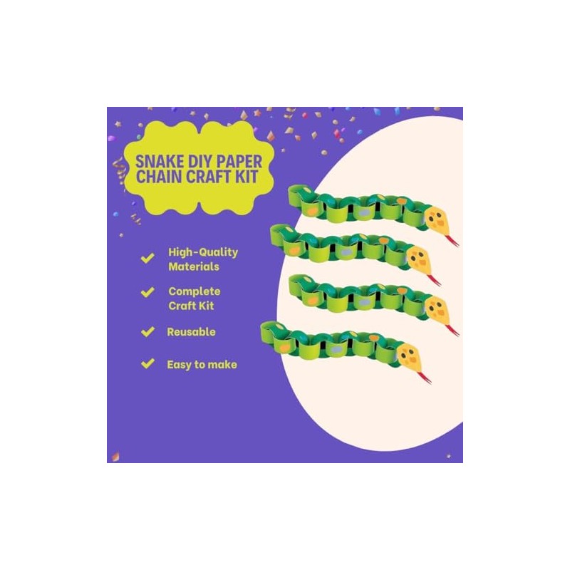 Unique Snake DIY Paper Chain Craft Kit (Pack of 4)