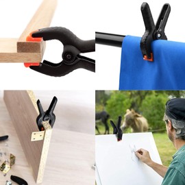 JJWNMLL Spring Clamps Black Nylon Spring Clamp, Black Plastic Clips for DIY Projects/Photo Studios/Art/Crafts/Photography Background (6 Pieces 4 Inch + 6 Pieces 6 Inch)