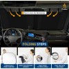 EcoNour Foldable Spring RV Windshield Sunshade, Reflective XX-Large, Black