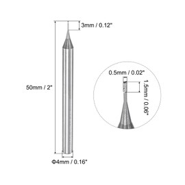 sourcing map Square Nose End Mill, 0.5mm Solid Carbide Long Reach CNC Router Bits 2 Flutes Milling Cutter with Extended Neck, 3mm Cutting Length 4mm Shank