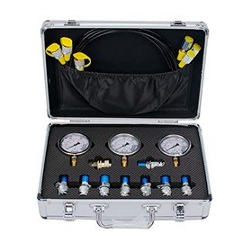 YFIXTOOL Hydraulic Pressure Test Kit for Excavator, Includes 9 Couplings, 3 Test Hoses, 3 Pressure Gauges (3500PSI/250bar, 6000PSI/400bar, 10000PSI/600bar)