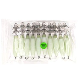 4.25" Squid Jigs, 30 Pcs Glow-in-The-Dark for Night Fishing, Swivel Hook Assembly, Ideal for Catching Squid & Cuttlefish