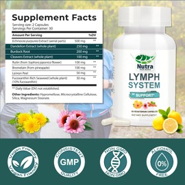 NutraNourish Lymphatic Drainage Supplements with Dandelion,Echinacea & Bromelain Extracts, Lymph System Support for Men and Women - Cleanses Lymphatic & Reduces Swelling 60 Count Bottles