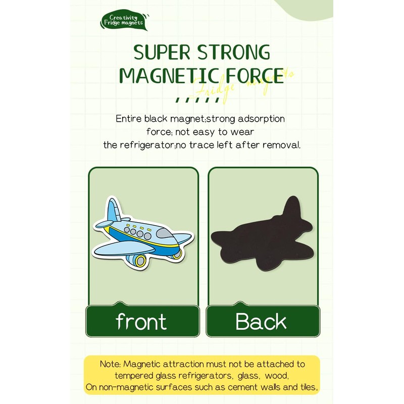20 Pcs Cartoon Airplane Refrigerator Magnets, Thickened Cardstock Soft Magnet