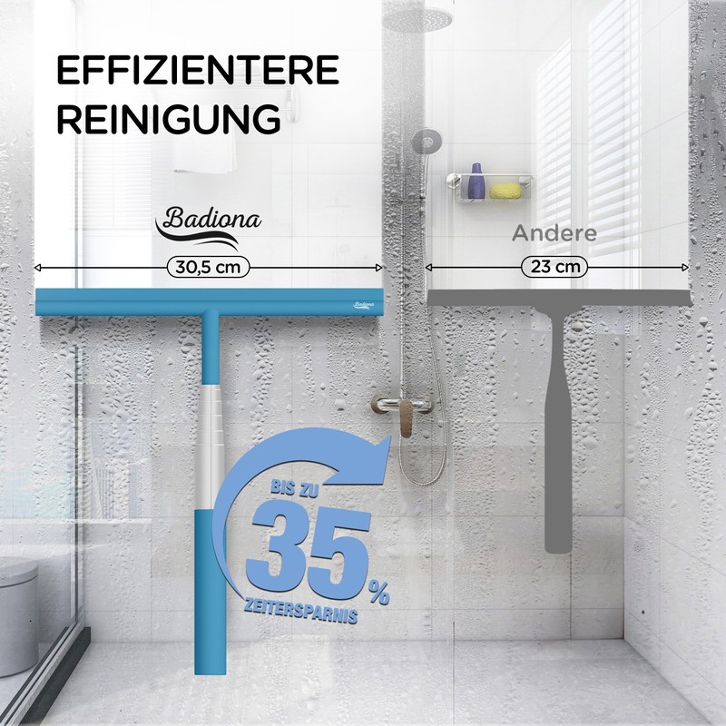 BADIONA Extendable Shower Squeegee, Black, White, Blue (Blue)