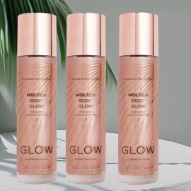 MAKEUP REVOLUTION LONDON 3 X Makeup Revolution Molten Body Glow Rose Gold 100ml Vegan, Cruelty free