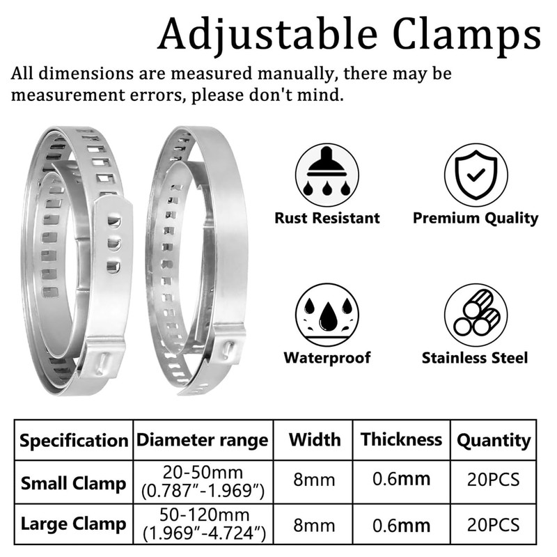 Roczential 40 Pack Universal Adjustable AXLE CV Joint Boot Crimp